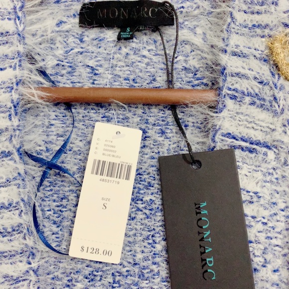 Monarc Anthropologie Blue Sweater Cardigan S NWT - Picture 6 of 8